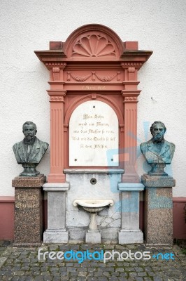 Busts Of Prof Dr Schenk And Fred Garnier In Friedrichsdorf Stock Photo