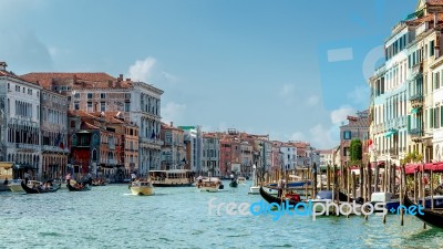 Busy Grand Canal In Venice Stock Photo