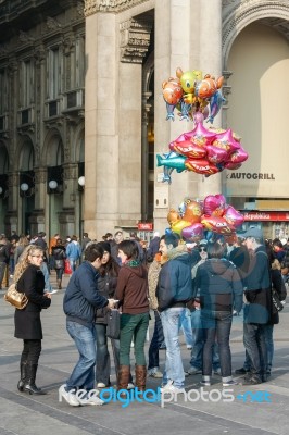 Busy Street In Milan Stock Photo