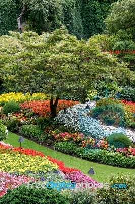 Butchart Gardens In Brentwwod Bay Vancouver Island Stock Photo