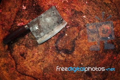 Butcher Chopping Block Stock Photo