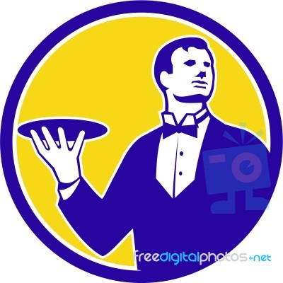 Butler Serving Plate Circle Retro Stock Image