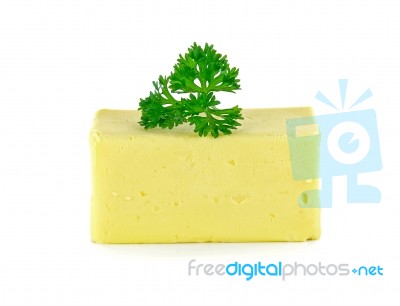 Butter Isolated On The White Background Stock Photo