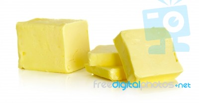 Butter Isolated On The White Background Stock Photo