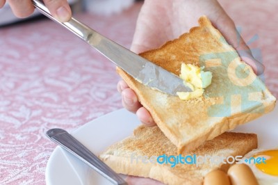 Buttered Bread Stock Photo