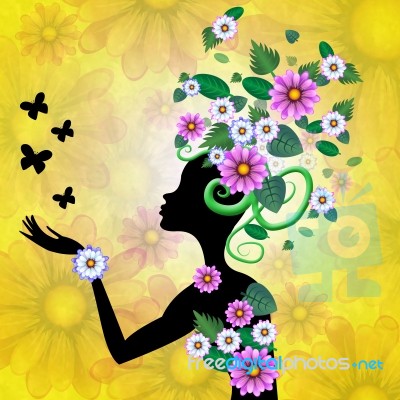 Butterflies Flowers Indicates Florist Bloom And Petal Stock Image