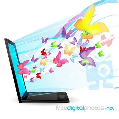 Butterflies From Laptop Stock Image