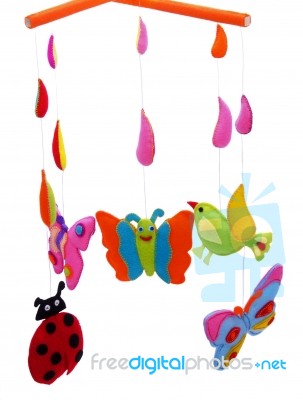 Butterflies, Ladybug And Bird Stock Photo