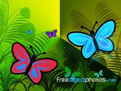 Butterflies Nature Represents Tree Scenic And Countryside Stock Image