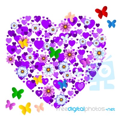 Butterflies Nature Represents Valentines Day And Bloom Stock Image