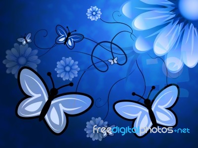 Butterflies On Flowers Represents Flora Flying And Florals Stock Image