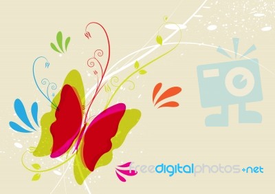 Butterfly And Floral Design Nature Background Stock Image