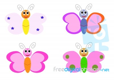 Butterfly Cartoon Characters Stock Image