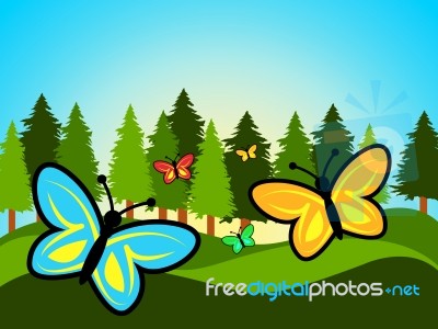 Butterfly In Summer Means Season Flying And Warm Stock Image