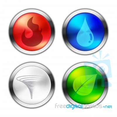 Button Of Four Natural Elements Stock Image