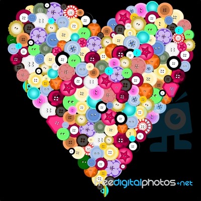 Buttons In A Heart Stock Image