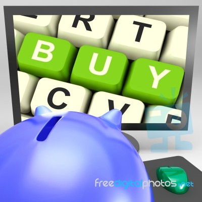 Buy Key On Monitor Showing Online Commerce Stock Image