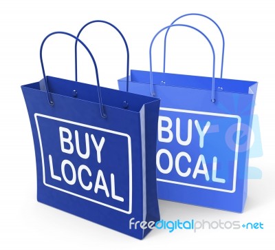 Buy Local Bags Promote Buying Products Locally Stock Image