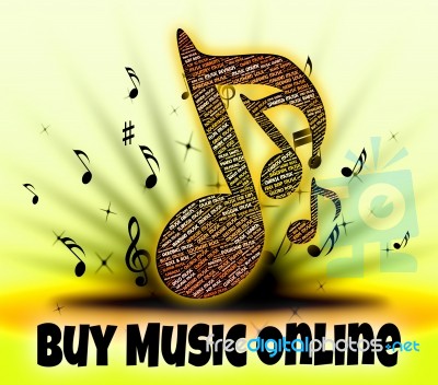 Buy Music Online Represents World Wide Web And Audio Stock Image