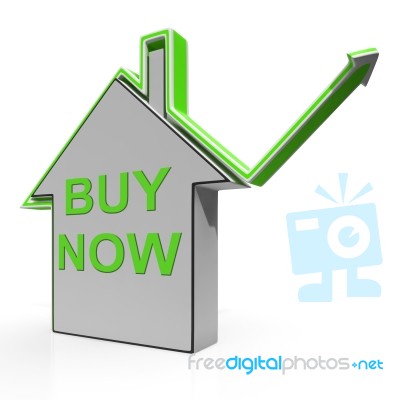 Buy Now House Shows Real Estate On Market Stock Image