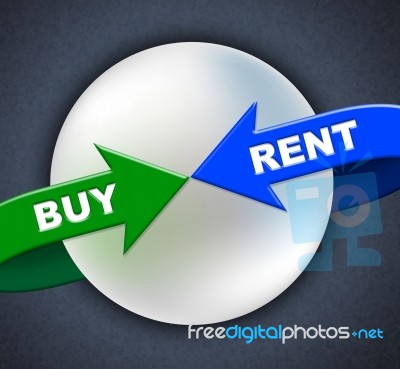 Buy Rent Arrows Indicates Lease Buyer And Purchase Stock Image