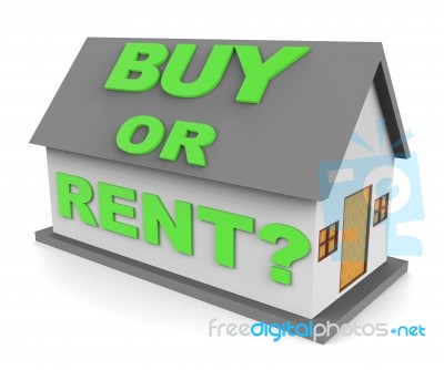 Buy Rent House Represents Real Estate And Buys 3d Rendering Stock Image