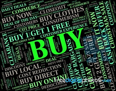 Buy Word Shows Buying Words And Retail Stock Image