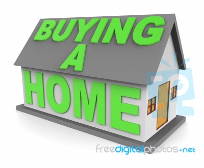 Buying A Home Shows House Purchases 3d Rendering Stock Image