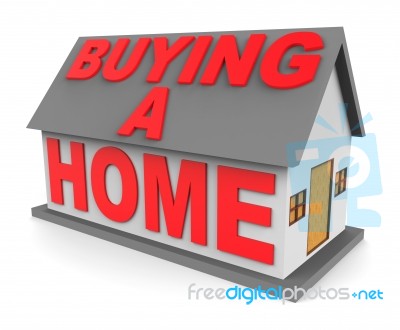 Buying A Home Shows Real Estate 3d Rendering Stock Image