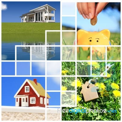 Buying Home Collage Stock Photo