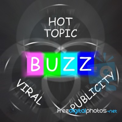 Buzz Words Displays Publicity And Viral Hot Topic Stock Image