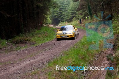 C. Butler Driving Honda Integra Stock Photo