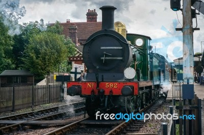 C Class Steam Engine Leaving Sheffield Park Station East Sussex Stock Photo