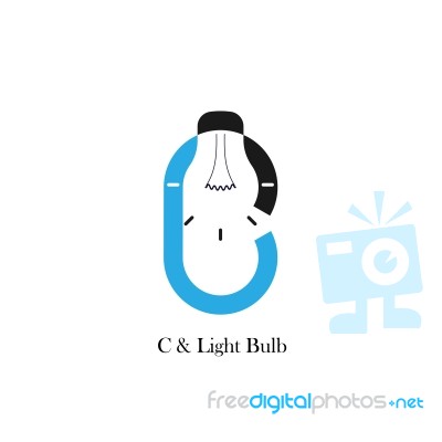 C-letter/alphabet Icon And Light Bulb Abstract Logo Design Stock Image