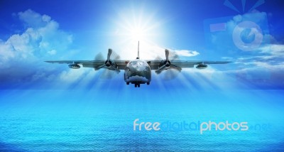 C123 Military Plane Landing Stock Photo