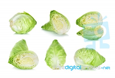 Cabbage Isolated On The White Background Stock Photo