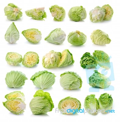 Cabbage Isolated On White Background Stock Photo