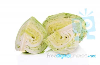 Cabbage Isolated On White Background Stock Photo