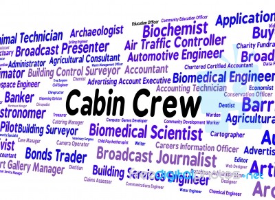 Cabin Crew Indicates Airline Steward And Attendant Stock Image