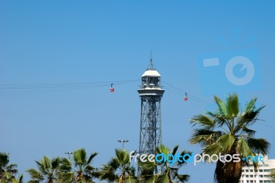 Cable Car In Barcelona Stock Photo