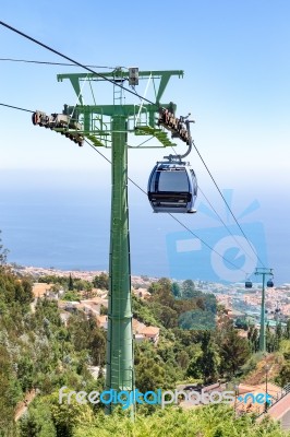 Cable Car With Cabins In Landscape Of Madeira Stock Photo