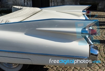 Cadillac Wedding Car In Market Square Bruge Stock Photo