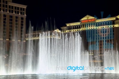 Caesar's Palace Hotel And Casino At Night In Las Vegas Stock Photo