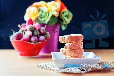 Cake On A Wooden Table Stock Photo