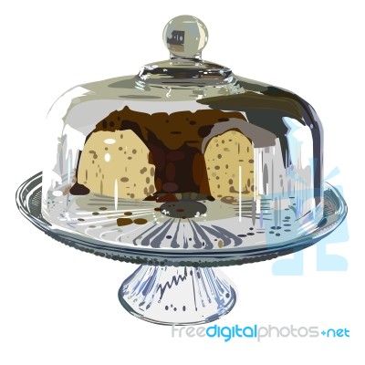 Cake Under Glass Stock Image