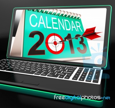 Calendar 2013 On Laptop Shows Online Predictions Stock Image