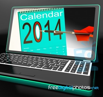 Calendar 2014 On Laptop Showing Future Plans Stock Image