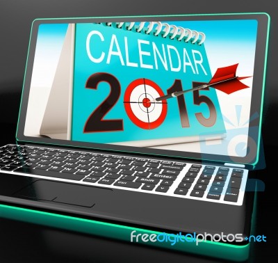 Calendar 2015 On Laptop Shows Annual Planning Stock Image