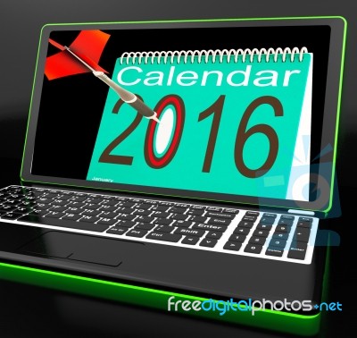 Calendar 2016 On Laptop Showing Future Websites Stock Image