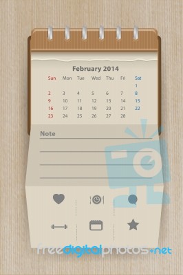 Calendar February 2014 Stock Image